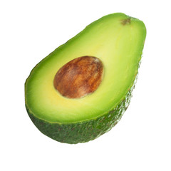 half of avocado isolated on white background