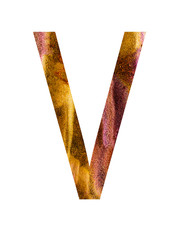 Letter of alphabet surrounded by white background.