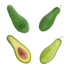 set of slices of avocado and cucumber isolated