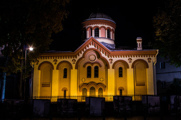 Fototapeta na wymiar St. Paraskeva Church is an Eastern Orthodox church in Vilnius at night. Lithuania