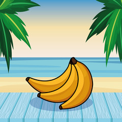 Bananas fresh fruits food cartoon