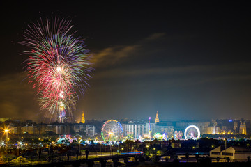 Fireworks Feria de Abril Seville Andalusia Spain in the nigth