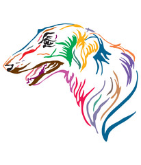Colorful decorative portrait of Russian wolfhound Dog vector illustration