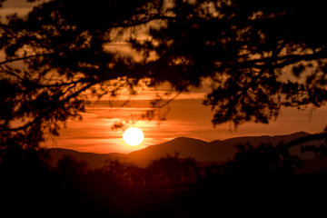 Beautiful sunset scene in mountains. Zlatibor, Serbia