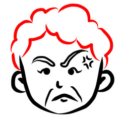 顔アイコン　女性　おばあさん　筆　表情