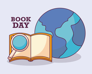 poster of book day international with planet earth
