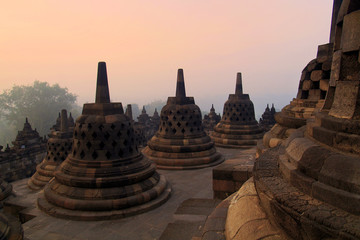 BOROBUDUR HISTORICAL PARK, NEAR JOGJAKARTA IN JAVA ISLAND-INDONESIA