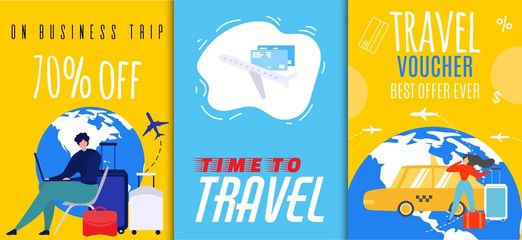 Travel Vouchers and Business Trip Sales Flyer Set