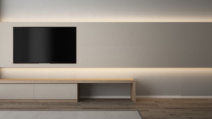 Built in TV wall with indirect lighting and cabinet - 3D rendering