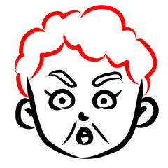 顔アイコン　女性　おばあさん　筆　表情