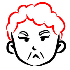 顔アイコン　女性　おばあさん　筆　表情