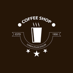 Coffee Shop Logo Template. White coffee vector sign. Retro vintage insignia.