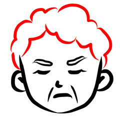 顔アイコン　女性　おばあさん　筆　表情