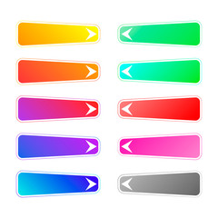 Set of game options buttons. Color square buttons. Vector buttons for game interface.