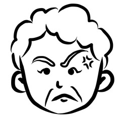 顔アイコン　女性　おばあさん　筆　表情