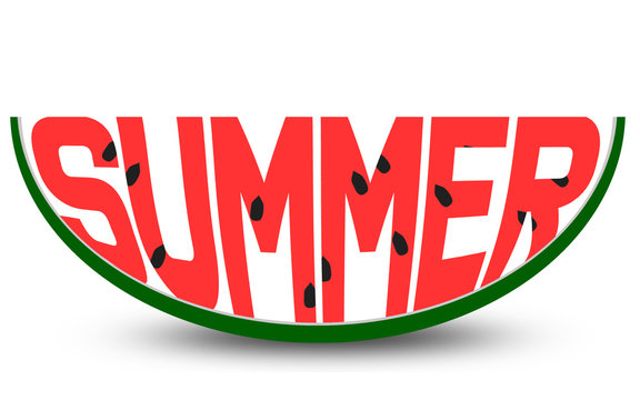 Summer word carved in a slice of watermelon