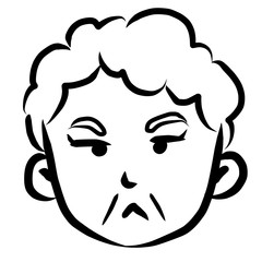 顔アイコン　女性　おばあさん　筆　表情
