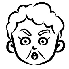 顔アイコン　女性　おばあさん　筆　表情