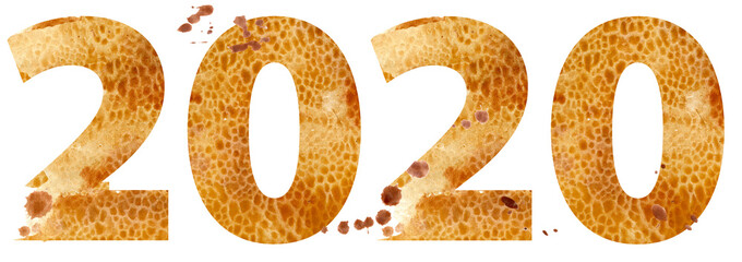 Watercolor illustration new year two thousand and twenty