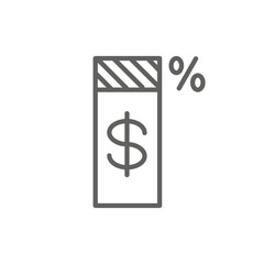 Tax concept with percentage paid, icon and income idea. Flat vector outline illustration.