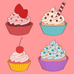 Cupcake color drawing set