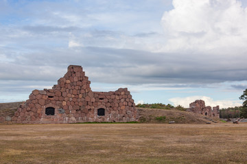 Historical Ruins of Russian fortress of Bomarsund in Baltic Sea,  Aland islands, Finland