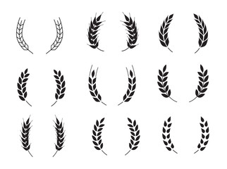 Wheat grains of different shapes set. A set of icons ready to use in your design. Vector icons can be used on different backgrounds. EPS10.