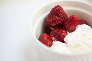strawberries with ice cream in sundae