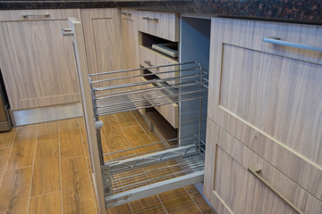 Kitchen interior design sliding cupboard detail