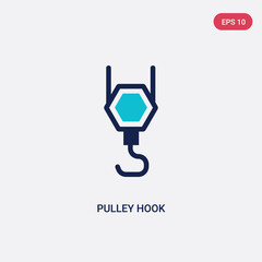 two color pulley hook vector icon from construction concept. isolated blue pulley hook vector sign symbol can be use for web, mobile and logo. eps 10