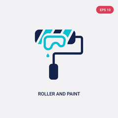 Fototapeta premium two color roller and paint vector icon from construction concept. isolated blue roller and paint vector sign symbol can be use for web, mobile and logo. eps 10