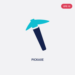 two color pickaxe vector icon from construction and tools concept. isolated blue pickaxe vector sign symbol can be use for web, mobile and logo. eps 10