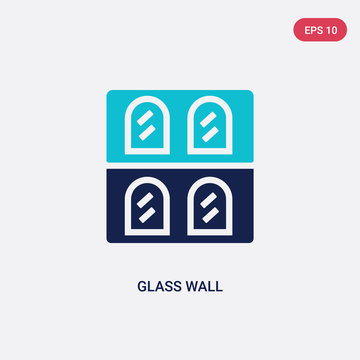 two color glass wall vector icon from construction and tools concept. isolated blue glass wall vector sign symbol can be use for web, mobile and logo. eps 10