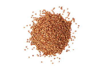 raw buckwheat isolated on white.