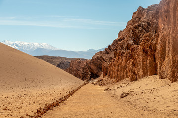 Geological formation in the Valle de la Luna (Valley of the Moon), extreme dry area in Atacama Desert, Chile