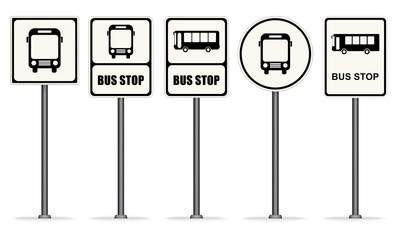 Set of white bus stop signs vector ESP10
