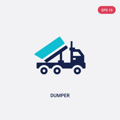 two color dumper vector icon from tools concept. isolated blue dumper vector sign symbol can be use for web, mobile and logo. eps 10