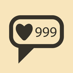 Vector flat like icon with heart for design