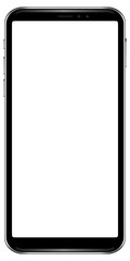 black vector smartphone with blank screen isolated on white