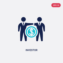 two color investor vector icon from crowdfunding concept. isolated blue investor vector sign symbol can be use for web, mobile and logo. eps 10