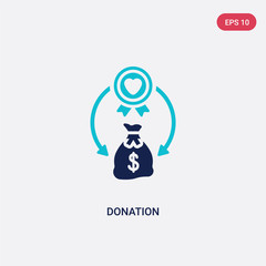 two color donation vector icon from crowdfunding concept. isolated blue donation vector sign symbol can be use for web, mobile and logo. eps 10