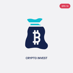 two color crypto invest vector icon from cryptocurrency economy concept. isolated blue crypto invest vector sign symbol can be use for web, mobile and logo. eps 10