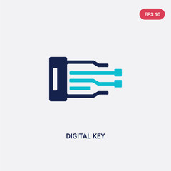 Fototapeta premium two color digital key vector icon from cryptocurrency economy concept. isolated blue digital key vector sign symbol can be use for web, mobile and logo. eps 10