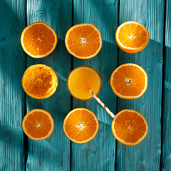 Summer fresh orange fruits and shadow space 
