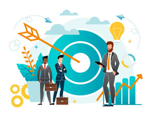 Office Situation Goal Achievement Cartoon Flat.