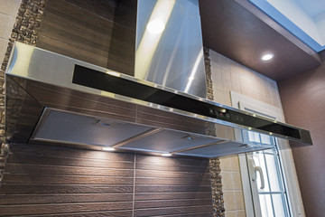 Modern kitchen cooker hood in a luxury apartment