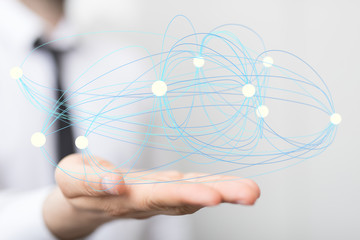 Fototapeta premium system - Stack of hands showing unity and teamwork .