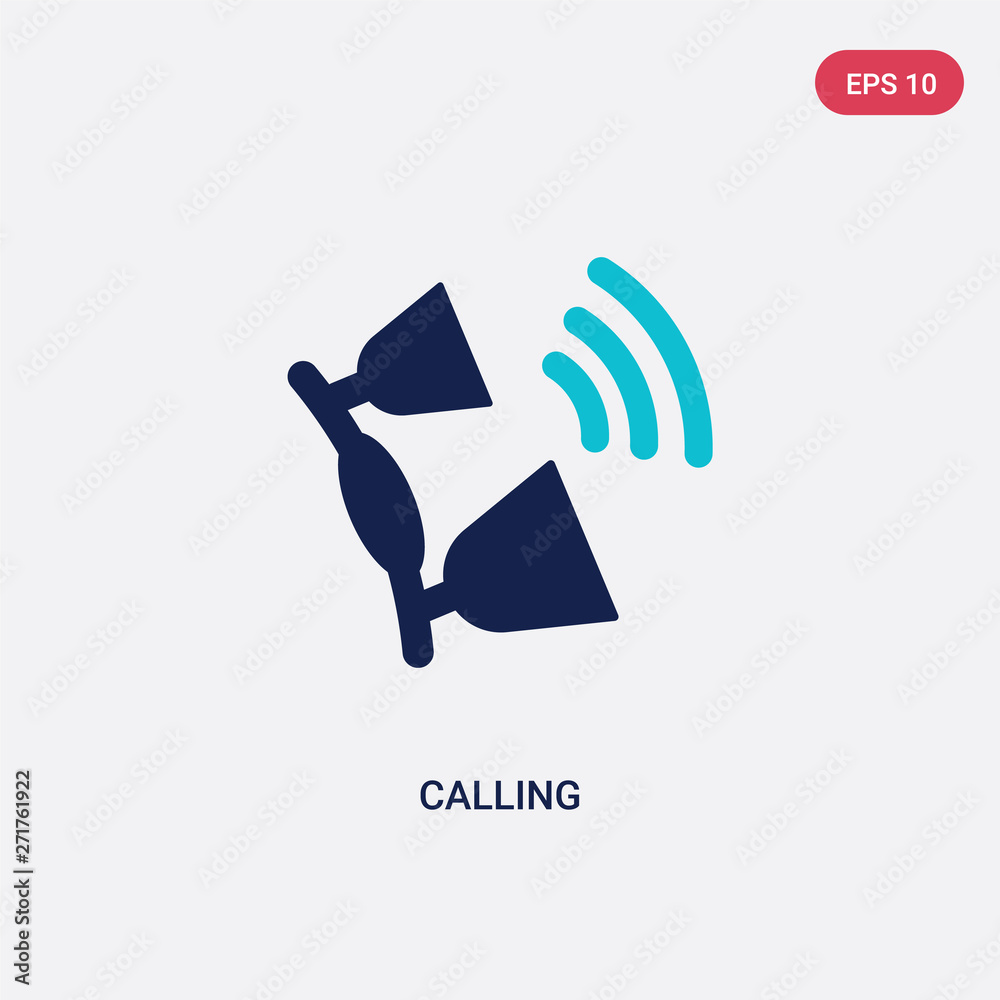 Poster two color calling vector icon from customer service concept. isolated blue calling vector sign symbo