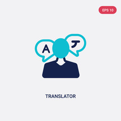 two color translator vector icon from customer service concept. isolated blue translator vector sign symbol can be use for web, mobile and logo. eps 10