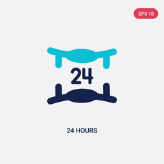 two color 24 hours vector icon from customer service concept. isolated blue 24 hours vector sign symbol can be use for web, mobile and logo. eps 10